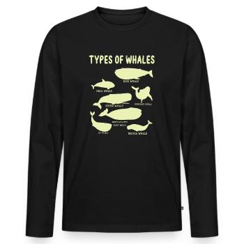 Types de baleines Whale Lovers Whales Espèces de baleines - T-shirt manches longues Premium bio Homme - noir - Devant - Nico (187cm)