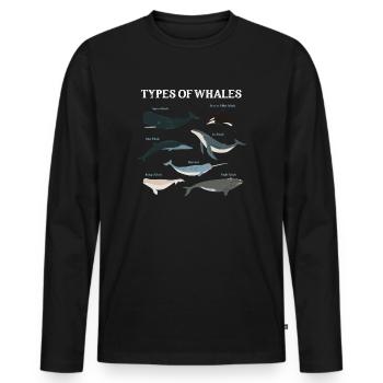 Types of Whales Whale Lovers Whales Species - Men's Premium Organic Long Sleeve Shirt - black - Front - Nico (187cm)