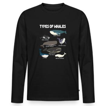 Types de baleines Whale Lovers Whales Espèces de baleines - T-shirt manches longues Premium bio Homme - noir - Devant - Nico (187cm)
