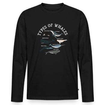 Types de baleines Whale Lovers Whales Espèces de baleines - T-shirt manches longues Premium bio Homme - noir - Devant - Nico (187cm)