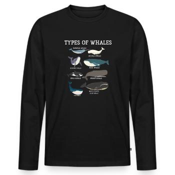 Types of Whales Whale Lovers Whales Species - Men's Premium Organic Long Sleeve Shirt - black - Front - Nico (187cm)