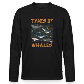 Types de baleines Whale Lovers Whales Espèces de baleines - T-shirt manches longues Premium bio Homme - noir - Devant - Nico (187cm)