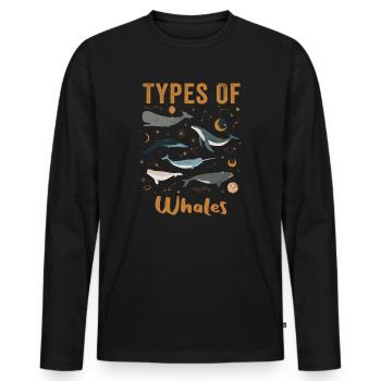 Types de baleines Whale Lovers Whales Espèces de baleines - T-shirt manches longues Premium bio Homme - noir - Devant - Nico (187cm)
