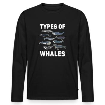 Types of Whales Whale Lovers Whales Species - Men's Premium Organic Long Sleeve Shirt - black - Front - Nico (187cm)