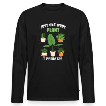 Just One More Plant I Promise Plantaholic Therapy - Men's Premium Organic Long Sleeve Shirt - black - Front - Nico (187cm)