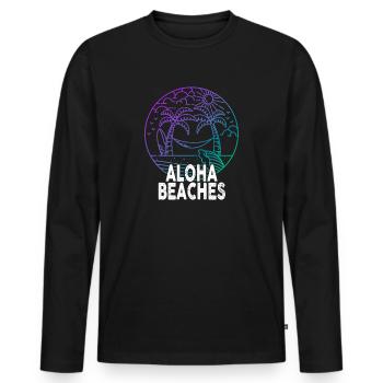 Plages d’Aloha Île tropicale d’été hawaïenne - T-shirt manches longues Premium bio Homme - noir - Devant - Nico (187cm)