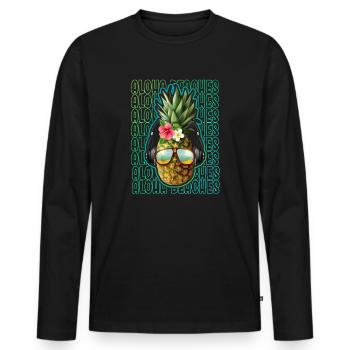 Plages d’Aloha Île tropicale d’été hawaïenne - T-shirt manches longues Premium bio Homme - noir - Devant - Nico (187cm)