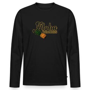 Plages d’Aloha Île tropicale d’été hawaïenne - T-shirt manches longues Premium bio Homme - noir - Devant - Nico (187cm)