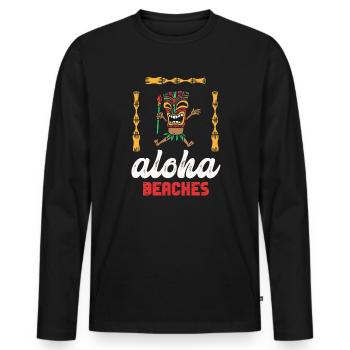 Plages d’Aloha Île tropicale d’été hawaïenne - T-shirt manches longues Premium bio Homme - noir - Devant - Nico (187cm)