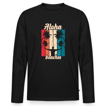 Plages d’Aloha Île tropicale d’été hawaïenne - T-shirt manches longues Premium bio Homme - noir - Devant - Nico (187cm)