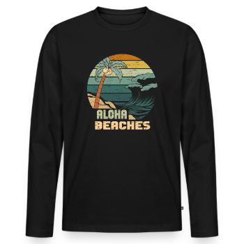 Plages d’Aloha Île tropicale d’été hawaïenne - T-shirt manches longues Premium bio Homme - noir - Devant - Nico (187cm)