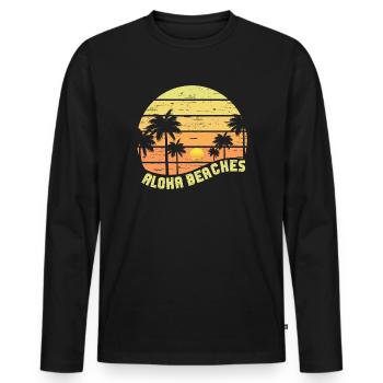 Plages d’Aloha Île tropicale d’été hawaïenne - T-shirt manches longues Premium bio Homme - noir - Devant - Nico (187cm)