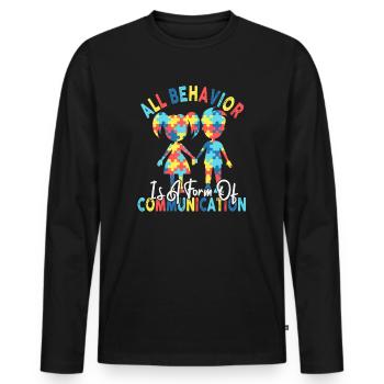 Tout comportement est une forme de communication - T-shirt manches longues Premium bio Homme - noir - Devant - Nico (187cm)