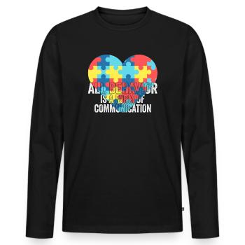 Tout comportement est une forme de communication - T-shirt manches longues Premium bio Homme - noir - Devant - Nico (187cm)