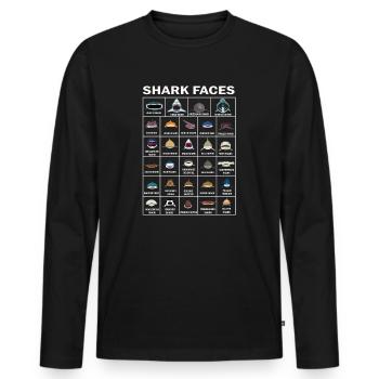 Types Of Shark Faces. Shark Face Identification - Men's Premium Organic Long Sleeve Shirt - black - Front - Nico (187cm)