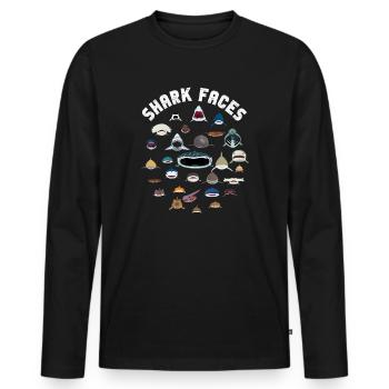 Types Of Shark Faces. Shark Face Identification - Men's Premium Organic Long Sleeve Shirt - black - Front - Nico (187cm)