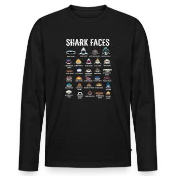 Types Of Shark Faces. Shark Face Identification - Men's Premium Organic Long Sleeve Shirt - black - Front - Nico (187cm)