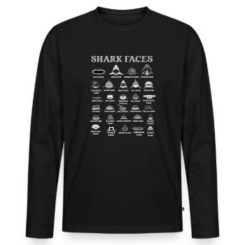 Types Of Shark Faces. Shark Face Identification - Men's Premium Organic Long Sleeve Shirt - black - Front - Nico (187cm)