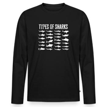 Types of Sharks - Men's Premium Organic Long Sleeve Shirt - black - Front - Nico (187cm)
