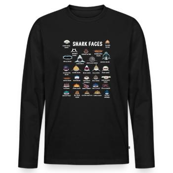 Types Of Shark Faces. Shark Face Identification - Men's Premium Organic Long Sleeve Shirt - black - Front - Nico (187cm)