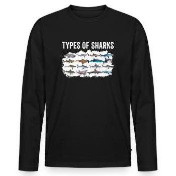 Types of Sharks - Men's Premium Organic Long Sleeve Shirt - black - Front - Nico (187cm)