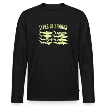 Types of Sharks - Männer Premium Bio Langarmshirt - Schwarz - Vorne - Nico (187cm)