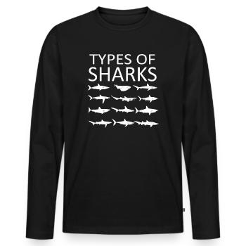 Types of Sharks - Men's Premium Organic Long Sleeve Shirt - black - Front - Nico (187cm)