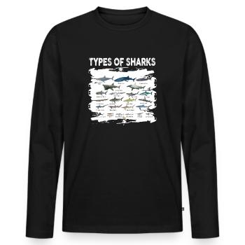 Types of Sharks - Men's Premium Organic Long Sleeve Shirt - black - Front - Nico (187cm)