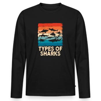 Types of Sharks - Men's Premium Organic Long Sleeve Shirt - black - Front - Nico (187cm)