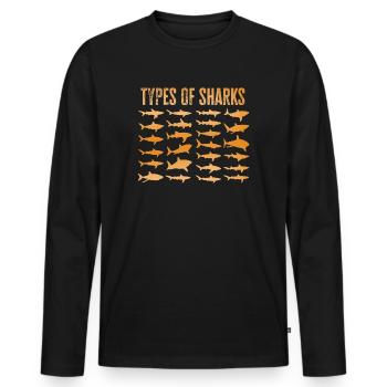 Types of Sharks - Men's Premium Organic Long Sleeve Shirt - black - Front - Nico (187cm)