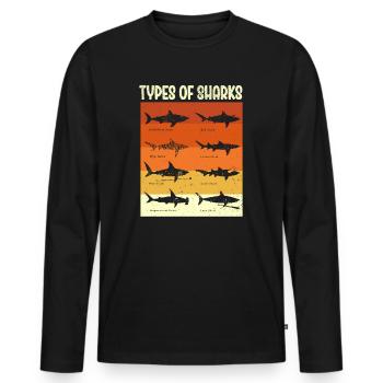 Types of Sharks - Männer Premium Bio Langarmshirt - Schwarz - Vorne - Nico (187cm)