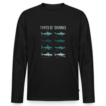 Types of Sharks - Men's Premium Organic Long Sleeve Shirt - black - Front - Nico (187cm)