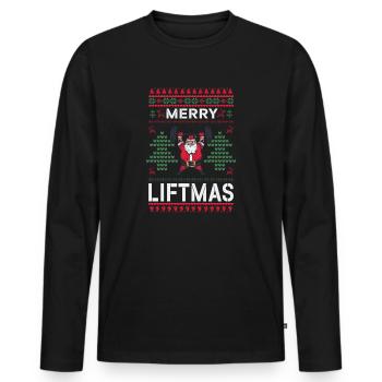 Merry Liftmas - Christmas Bodybuilder Gym Workout - Men's Premium Organic Long Sleeve Shirt - black - Front - Nico (187cm)