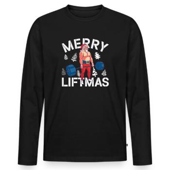 Merry Liftmas - Christmas Bodybuilder Gym Workout - Men's Premium Organic Long Sleeve Shirt - black - Front - Nico (187cm)