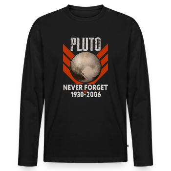 Never Forget Pluto Design Retro Style Funny Space - Männer Premium Bio Langarmshirt - Schwarz - Vorne - Nico (187cm)
