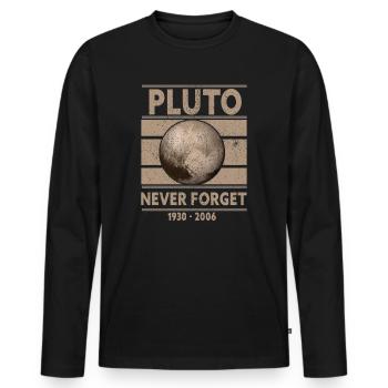 Never Forget Pluto Design Retro Style Funny Space - Männer Premium Bio Langarmshirt - Schwarz - Vorne - Nico (187cm)
