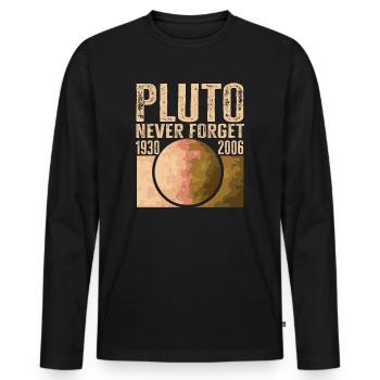 Never Forget Pluto Design Retro Style Funny Space - Männer Premium Bio Langarmshirt - Schwarz - Vorne - Nico (187cm)