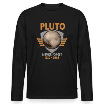 Never Forget Pluto Design Retro Style Funny Space - Männer Premium Bio Langarmshirt - Schwarz - Vorne - Nico (187cm)
