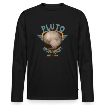 Never Forget Pluto Design Retro Style Funny Space - Männer Premium Bio Langarmshirt - Schwarz - Vorne - Nico (187cm)
