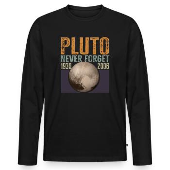 Never Forget Pluto Design Retro Style Funny Space - Männer Premium Bio Langarmshirt - Schwarz - Vorne - Nico (187cm)