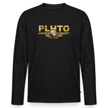 Never Forget Pluto Design Retro Style Funny Space - Männer Premium Bio Langarmshirt - Schwarz - Vorne - Nico (187cm)