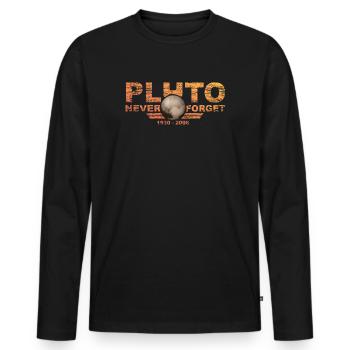 Never Forget Pluto Design Retro Style Funny Space - Männer Premium Bio Langarmshirt - Schwarz - Vorne - Nico (187cm)