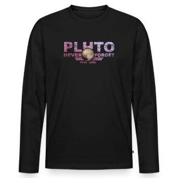 Never Forget Pluto Design Retro Style Funny Space - Männer Premium Bio Langarmshirt - Schwarz - Vorne - Nico (187cm)