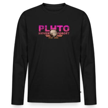 Never Forget Pluto Design Retro Style Funny Space - Männer Premium Bio Langarmshirt - Schwarz - Vorne - Nico (187cm)