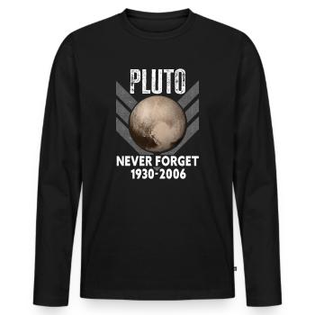 Never Forget Pluto Design Retro Style Funny Space - Men's Premium Organic Long Sleeve Shirt - black - Front - Nico (187cm)