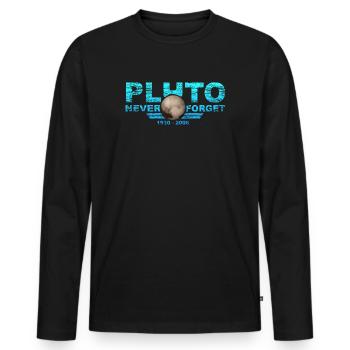 Never Forget Pluto Design Retro Style Funny Space - Men's Premium Organic Long Sleeve Shirt - black - Front - Nico (187cm)