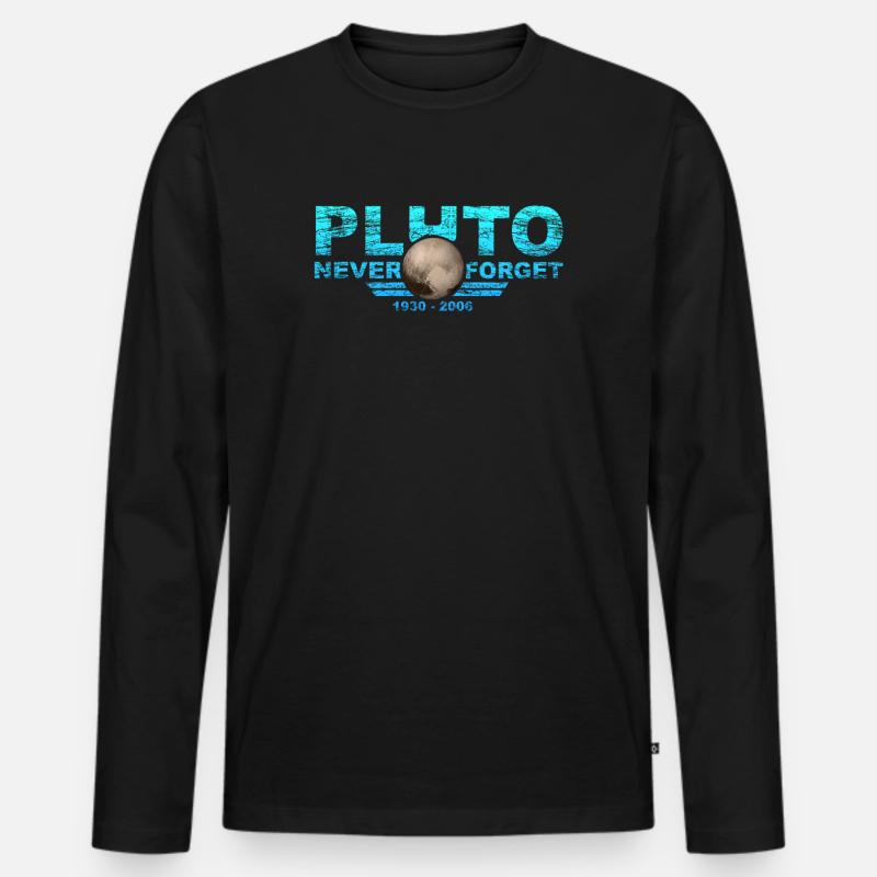 Never Forget Pluto Design Retro Style Funny Space Men's Premium Organic Long Sleeve Shirt