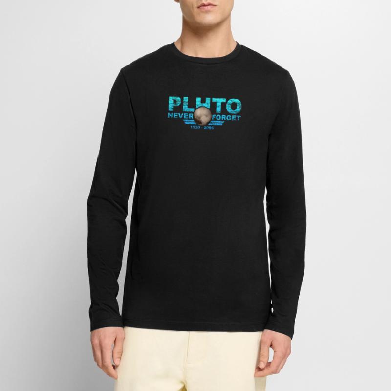 Never Forget Pluto Design Retro Style Funny Space Men's Premium Organic Long Sleeve Shirt