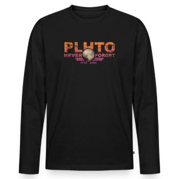 Never Forget Pluto Design Retro Style Funny Space - Männer Premium Bio Langarmshirt - Schwarz - Vorne - Nico (187cm)