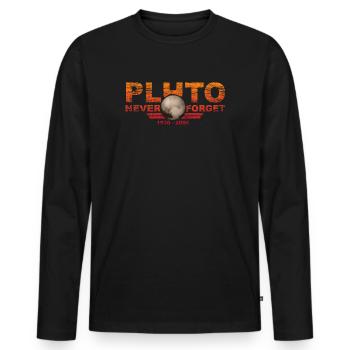 Never Forget Pluto Design Retro Style Funny Space - Männer Premium Bio Langarmshirt - Schwarz - Vorne - Nico (187cm)